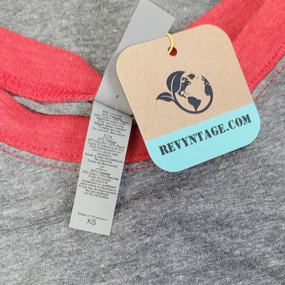 New Hand Printed XS Red Cardinal Bird 3/4 Sleeve Gray Cotton Blend Raglan Tee - Picture 5 of 5